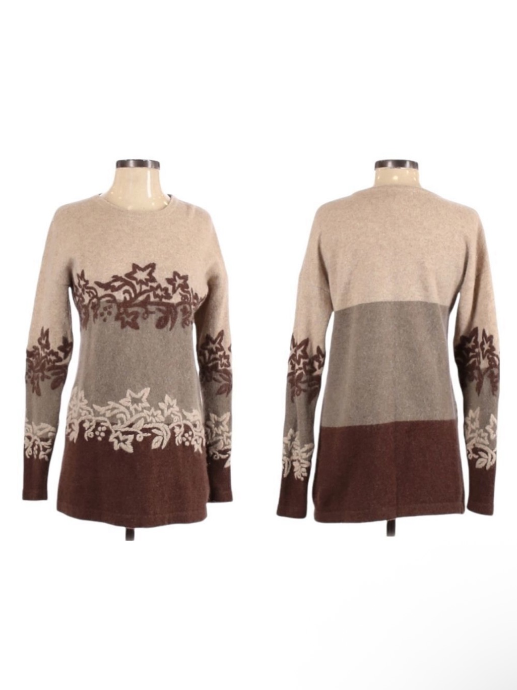 Vintage Casual Corner Wool Angora Embroidered Colorblock Sweater S
